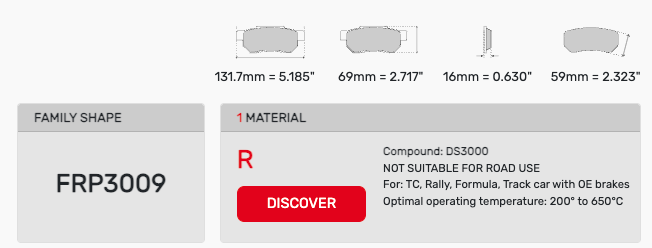 Ferodo FRP3009 Brake Pad Dimension Image