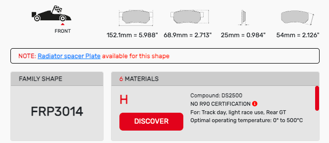 Ferodo FRP3014 Brake Pad Dimension Image