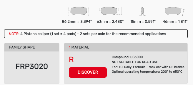Ferodo FRP3020 Brake Pad Dimension Image