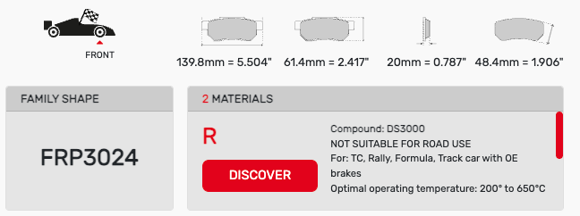 Ferodo FRP3024 Brake Pad Dimension Image