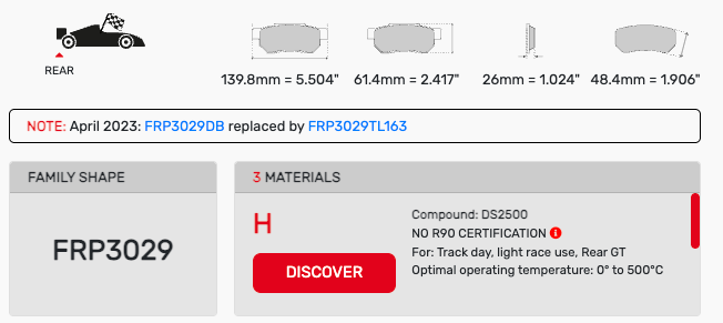 Ferodo FRP3029 Brake Pad Dimension Image