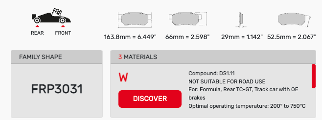 Ferodo FRP3031 Brake Pad Dimension Image