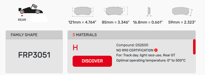 Ferodo FRP3051 Brake Pad Dimension Image