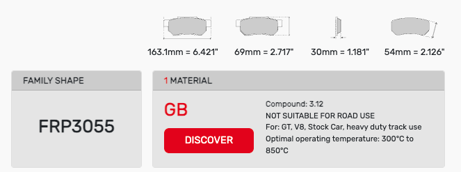 Ferodo FRP3055 Brake Pad Dimension Image