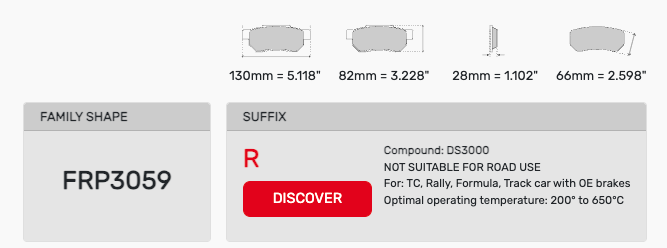 Ferodo FRP3059 Brake Pad Dimension Image