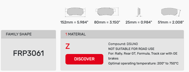 Ferodo FRP3061 Brake Pad Dimension Image