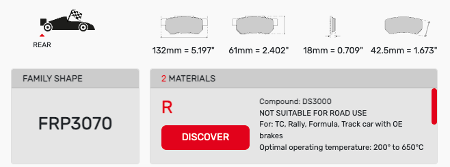 Ferodo FRP3070 Brake Pad Dimension Image