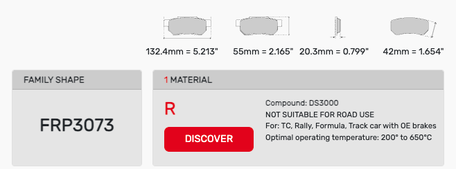 Ferodo FRP3073 Brake Pad Dimension Image