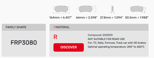 Ferodo FRP3080 Brake Pad Dimension Image