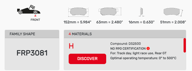 Ferodo FRP3081 Brake Pad Dimension Image