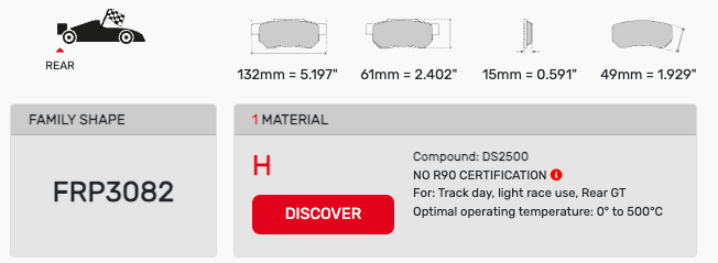 Ferodo FRP3082 Brake Pad Dimension Image