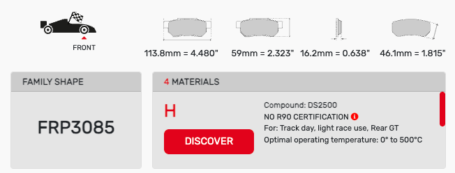 Ferodo FRP3085 Brake Pad Dimension Image