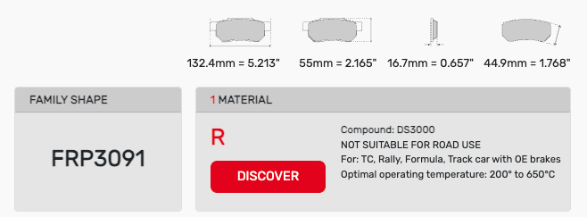 Ferodo FRP3091 Brake Pad Dimension Image