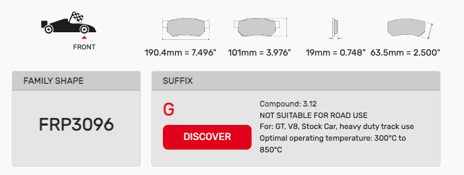 Ferodo FRP3096 Brake Pad Dimension Image