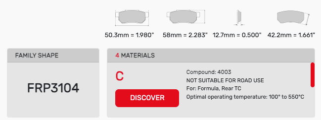 Ferodo FRP3104 Brake Pad Dimension Image