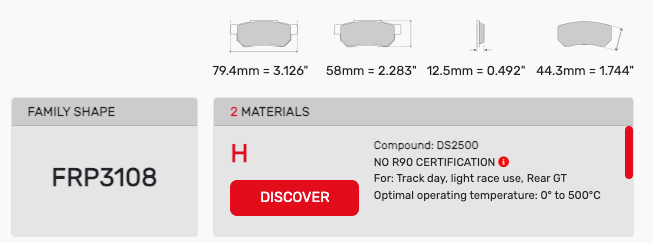 Ferodo FRP3108 Brake Pad Dimension Image