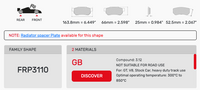 Thumbnail for Ferodo FRP3110 Brake Pad Dimension Image
