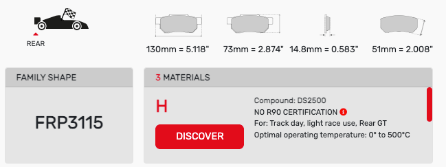 Ferodo FRP3115 Brake Pad Dimension Image