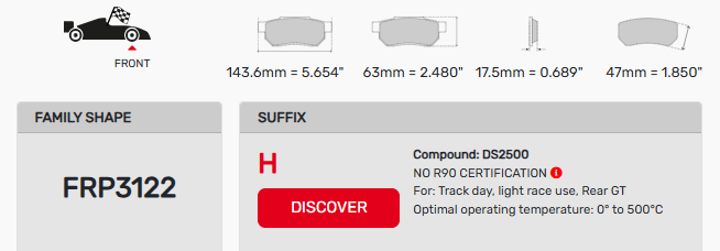Ferodo FRP3122 Brake Pad Dimension Image