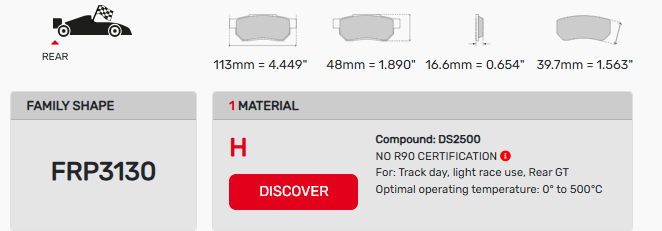 Ferodo FRP3130 Brake Pad Dimension Image