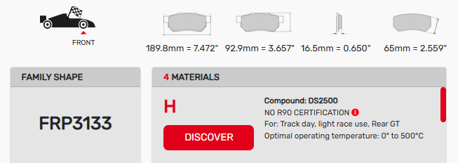 Ferodo FRP3133 Brake Pad Dimension Image