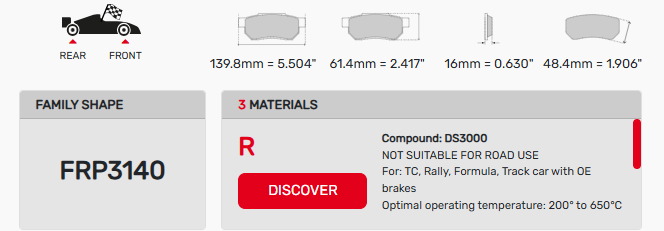 Ferodo FRP3140 Brake Pad Dimension Image