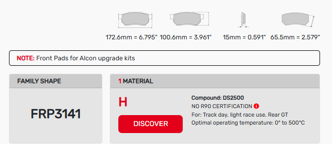 Ferodo FRP3141 Brake Pad Dimension Image