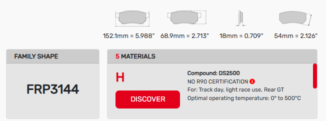 Ferodo FRP3144 Brake Pad Dimension Image