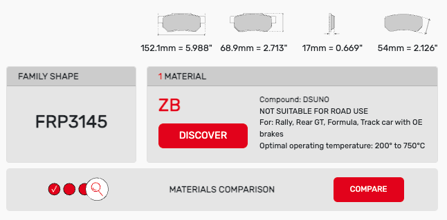 Ferodo FRP3145 brake Pad Dimension Image