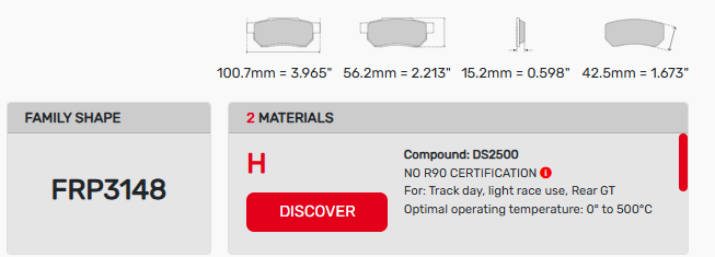 Ferodo FRP3148 Brake Pad Dimension Image