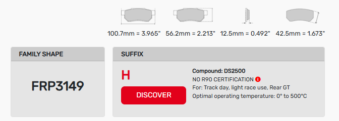 Ferodo FRP3149 Brake Pad Dimension Image