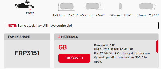 Ferodo FRP3151 Brake Pad Dimension Image