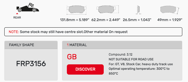 Ferodo FRP3156 brake Pad Dimension Image