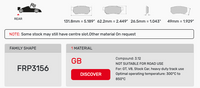 Thumbnail for Ferodo FRP3156 brake Pad Dimension Image
