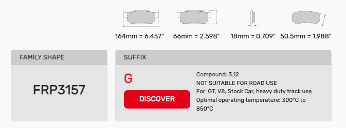 Ferodo FRP3157 Brake Pad Dimension Image