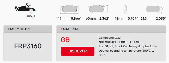 Ferodo FRP3160 Brake Pad Dimension Image