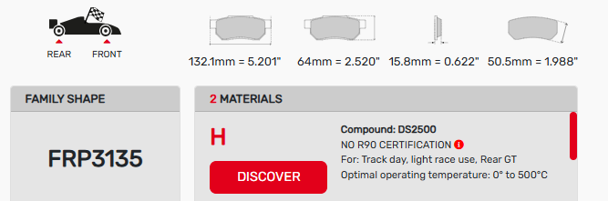 Ferodo FRP 3135 Brake Pad Dimension Image