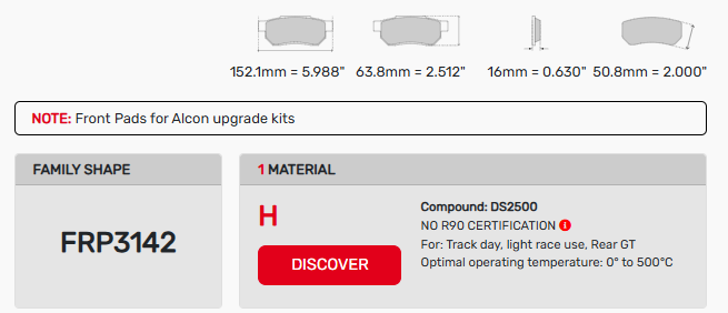 Ferodo FRP 3142 Brake Pad Dimension image