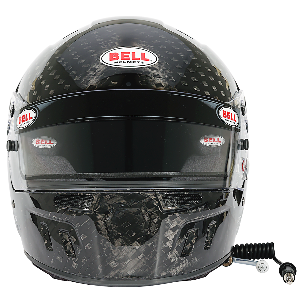 Bell GT6 RD Ultra-4C closed-cockpit helmet front view with clear shield and precision hardware 