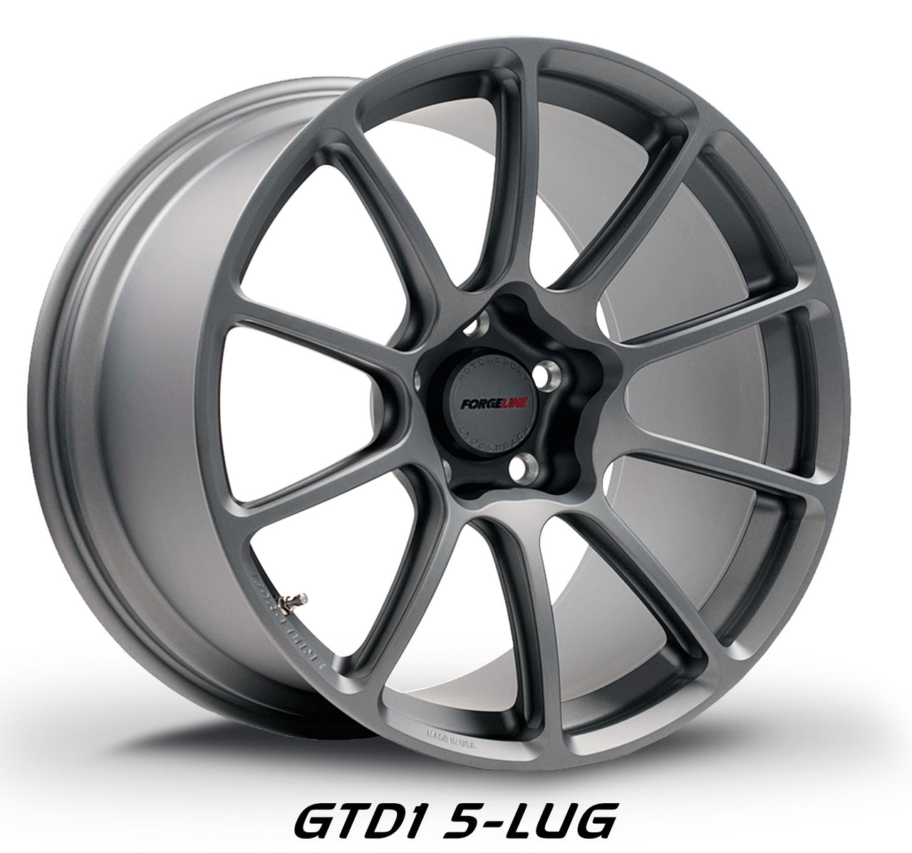 GTD1 5-Lug in Satin Titanium Forgeline Wheels Track Package is the easy way to get racing wheels for the C8 Corvette