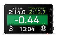 Thumbnail for Garmin Catalyst 2 Racetrack Driving Performance Optimizer Front Green Screen Image.  Digital display showing lap times and performance metrics on a white background