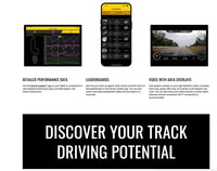 Thumbnail for Garmin Catalyst 2 Racetrack Driving Performance Optimizer Image Screenshots of a driving app with performance data, leaderboards, and video overlays on a white background.