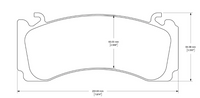 Thumbnail for A black and white technical line drawing showing the dimensions of 4011  front brake pads, with measurements in millimeters and inches labeled on a plain white background.