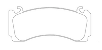 Thumbnail for A black and white technical line drawing showing the dimensions of Giro Disc 4011 brake pads, with measurements in millimeters and inches labeled on a plain white background.