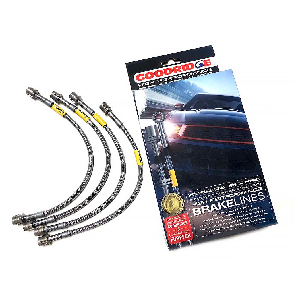 Goodridge high-performance brake lines with packaging on a white background