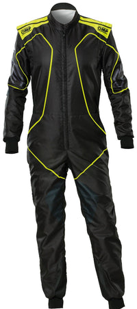 Thumbnail for OMP KS-3X ART Kart Racing Suit Black Yellow Printed Design Product Image