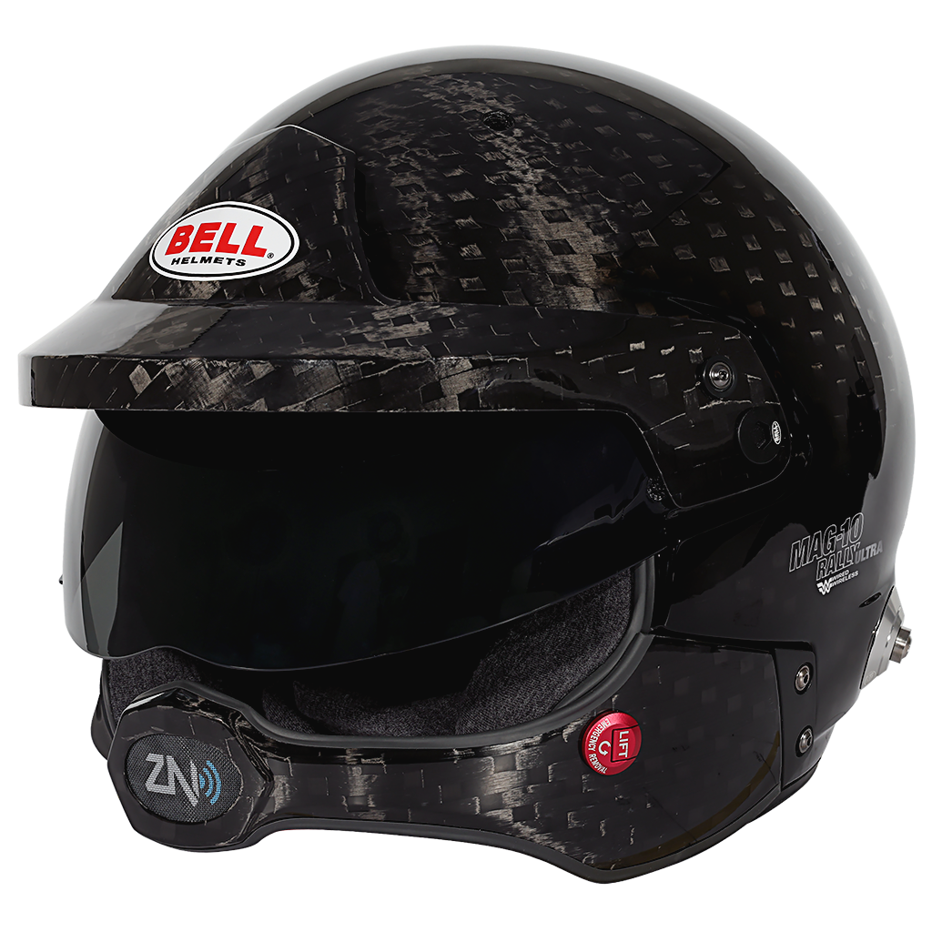 Bell Ultra Rally WW Carbon Helmet with lightweight carbon fiber shell and bold rally styling