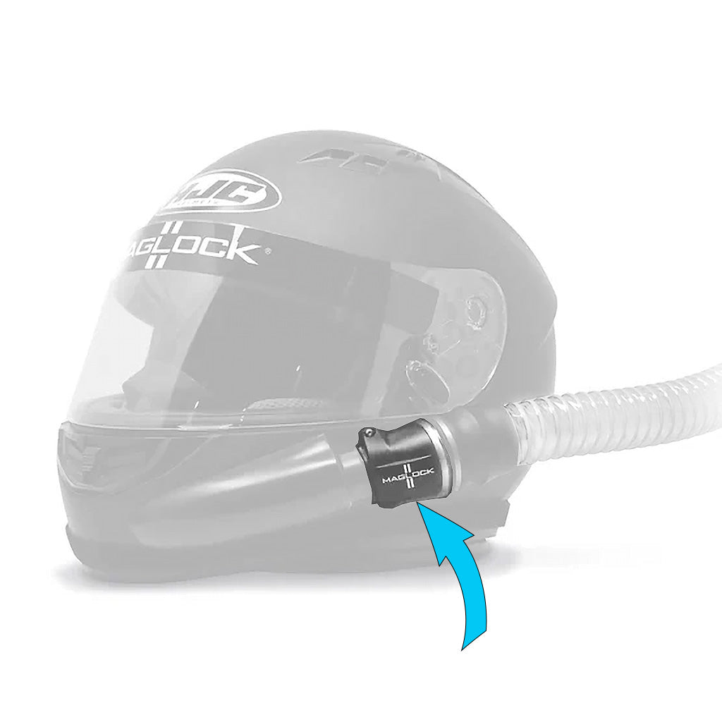 Maglock Air Connector on side of racing helmet