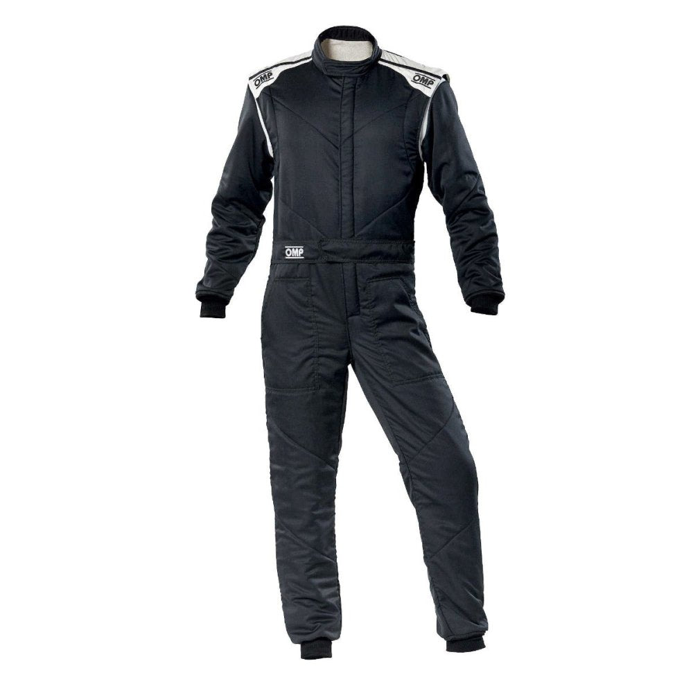 OMP-FIRST-S-Driver-Race-Suit-Black/White-Front-Image