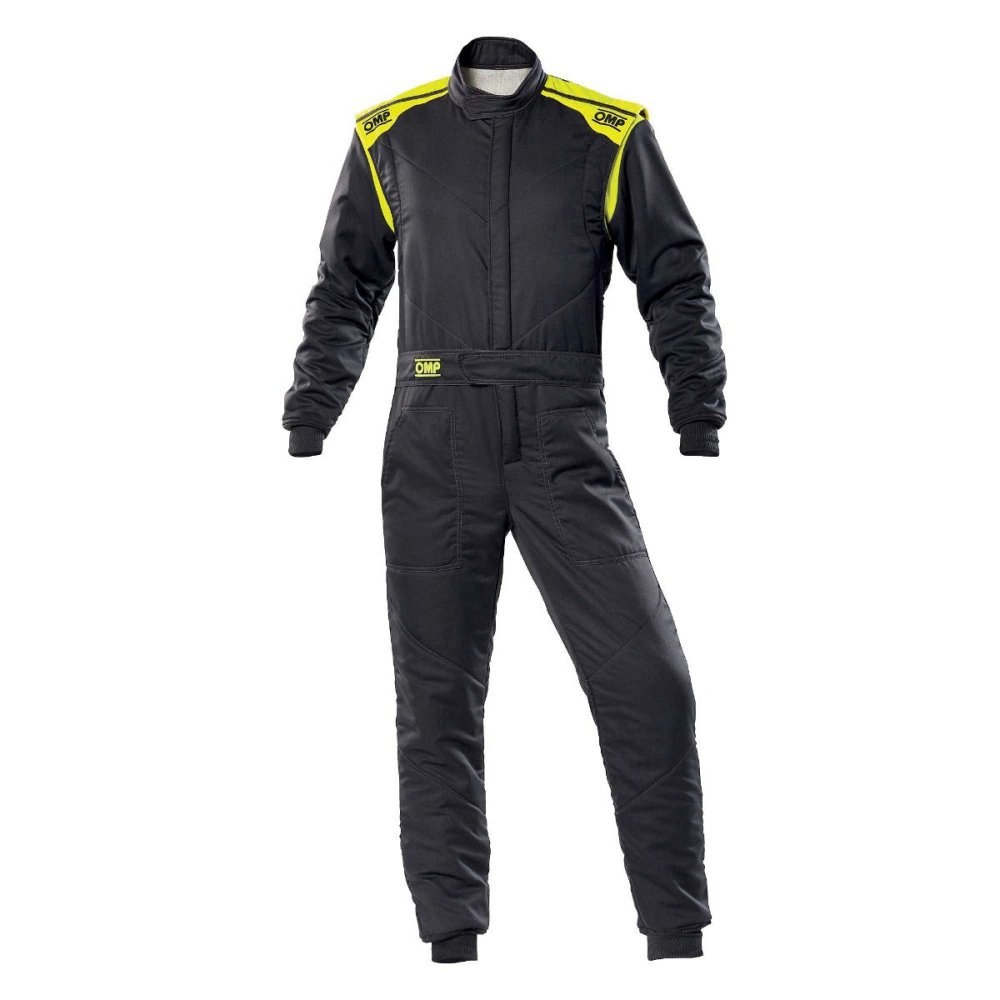 OMP-FIRST-S-Driver-Race-Suit-Black/Yellow-Front-Image